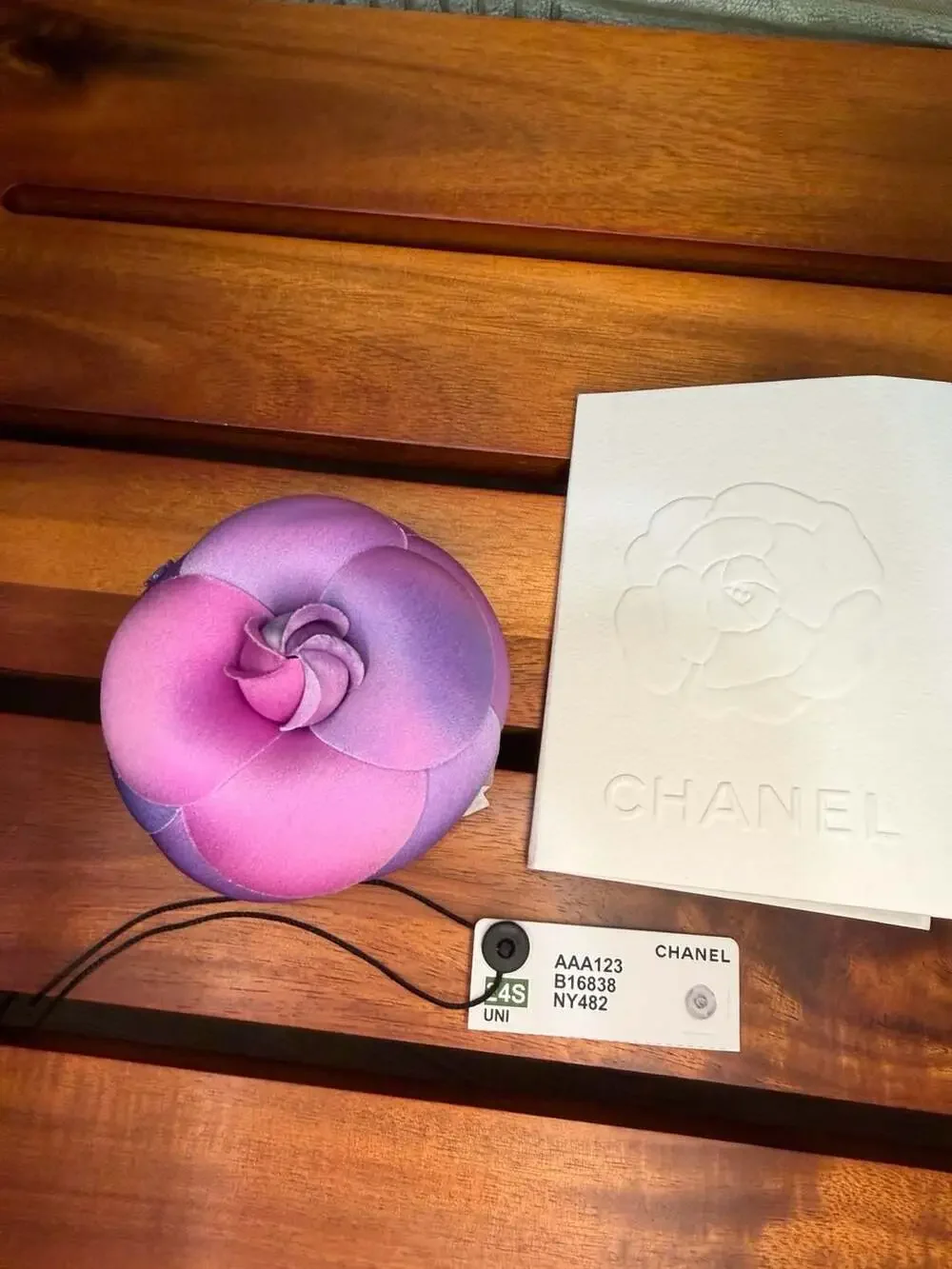 Chanel 24S Purple Satin Camellia Flower Brooch Pin